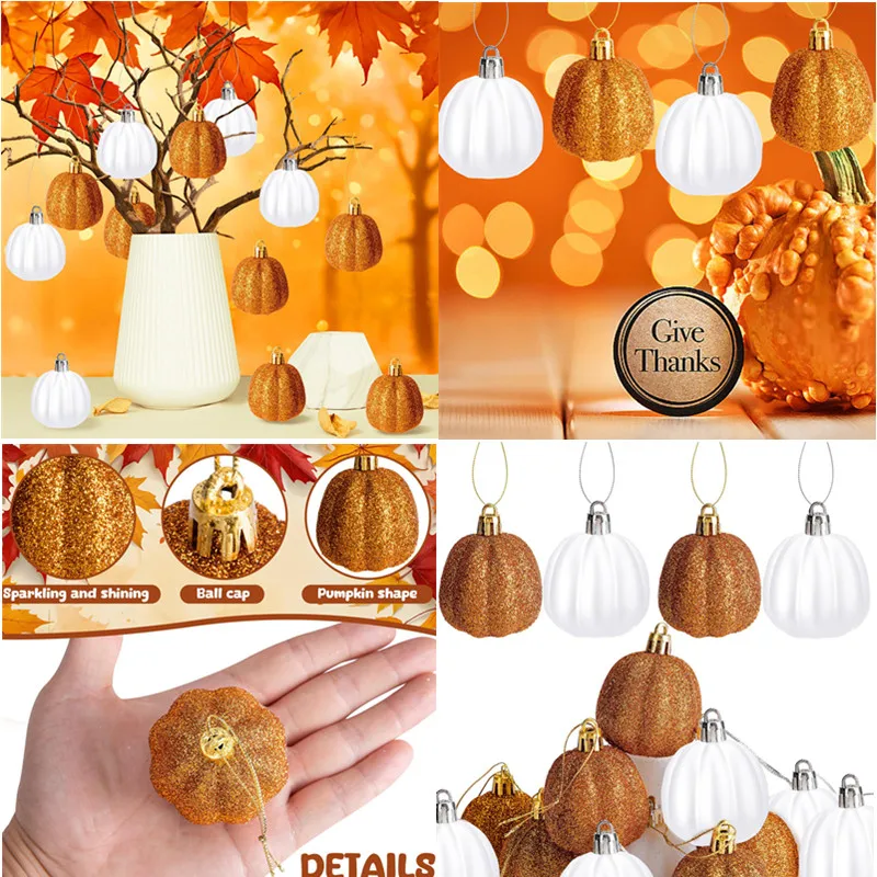 12 шт. украшения из тыквы, пластиковые подвески в виде тыквы для Хэллоуина, фестиваля урожая, Дня благодарения и других праздничных украшений