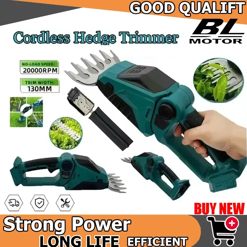 

Cordless Hedge Trimmer 2-in-1 Mini Handheld Electric Grass Shears Operated Shrubbery Trimmer Tool For Makita 18V Battery