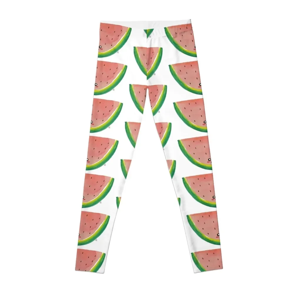 

WaterColorMelon - A Cute, Happy Watermelon Slice Illustration, Fresh Summertime Fun Leggings sports tennis for Womens Leggings