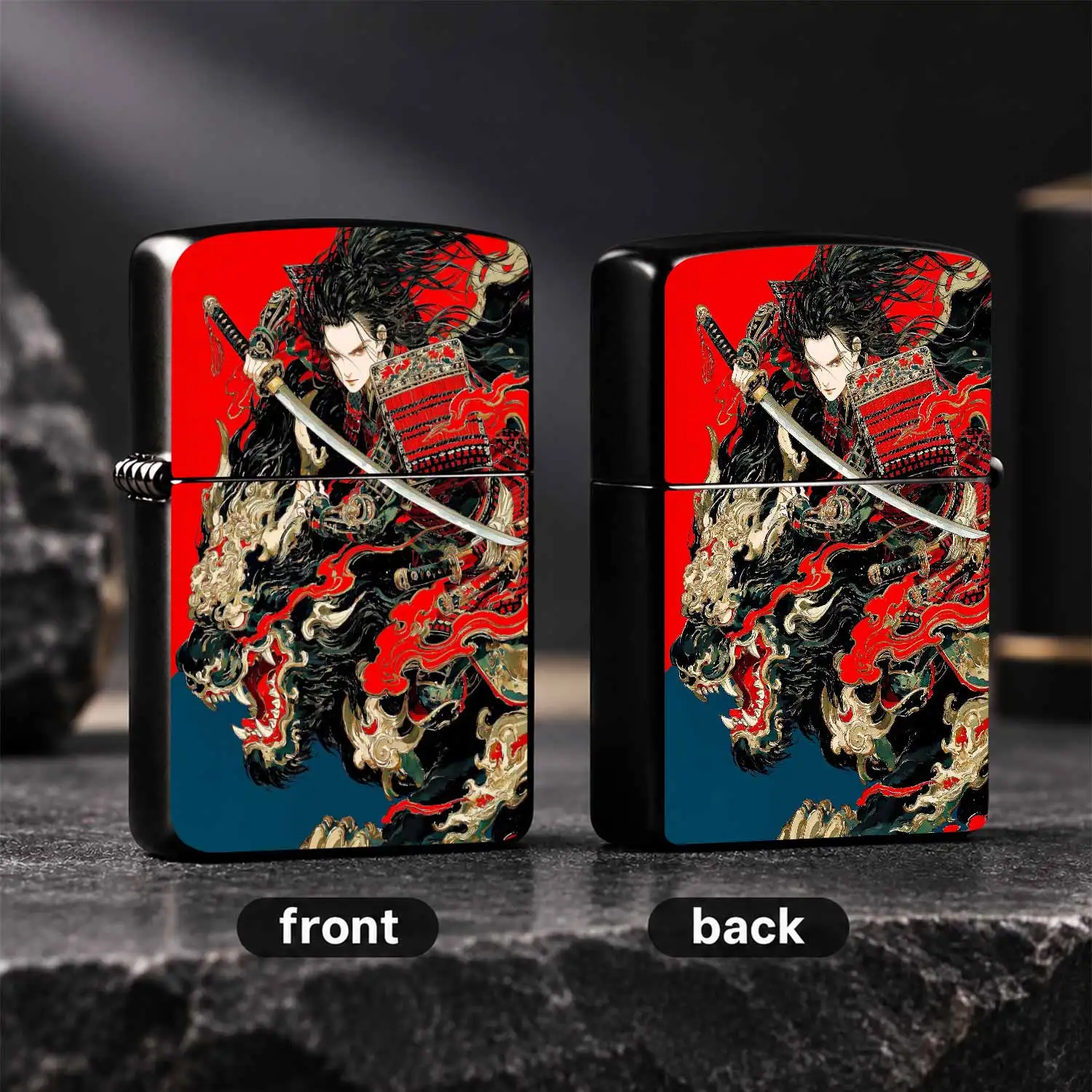 Ukiyo-E Samurai Qilin Themed Lighter Exquisite High Definition Printed Stylish Portable Accessory For Daily Use Gifting All Scenarios Durable Unique Creative Practical Item For Everyday Carrying And A Humorous And Interesting Lighter