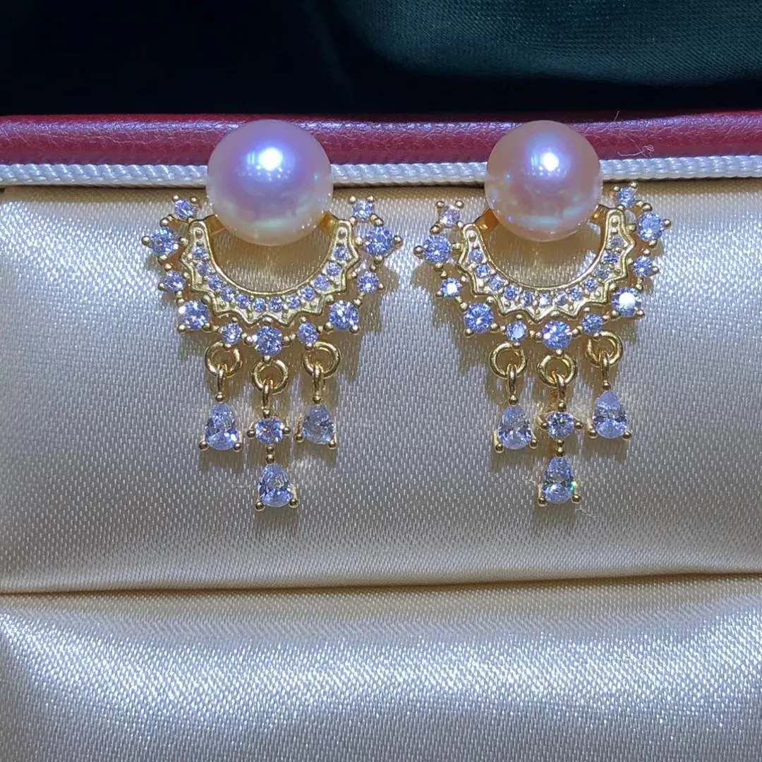 

Wholesale S925 Sterling Silver Earrings Mount Findings Settings Base Mounting Parts Accessory for 7-9mm Pearls 5 pairs/lot