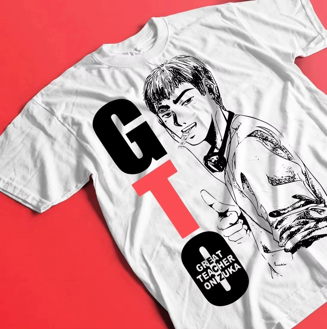 2026 summer GTO Great Teacher Onizuka Single Sided T-shirt Onizuka Eikichi Manga Print Oversized Cotton Tee For Anime Fans