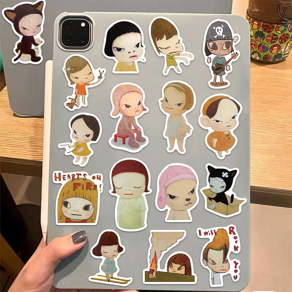 50 Stück Yoshitomo Nara Aufkleber Niedliche Handbuch-Materialien Handyhüllen Laptop-Koffer Wasserbecher Wasserfeste Aufkleber – Detail 6