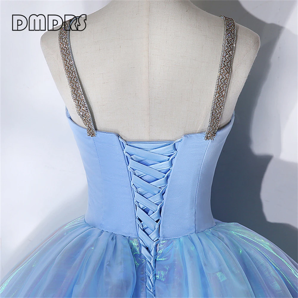 Princess luminous Formal Evening Dress Ball Gown Glitter Spaghetti Straps Women's Sweet 15 16 Dresses