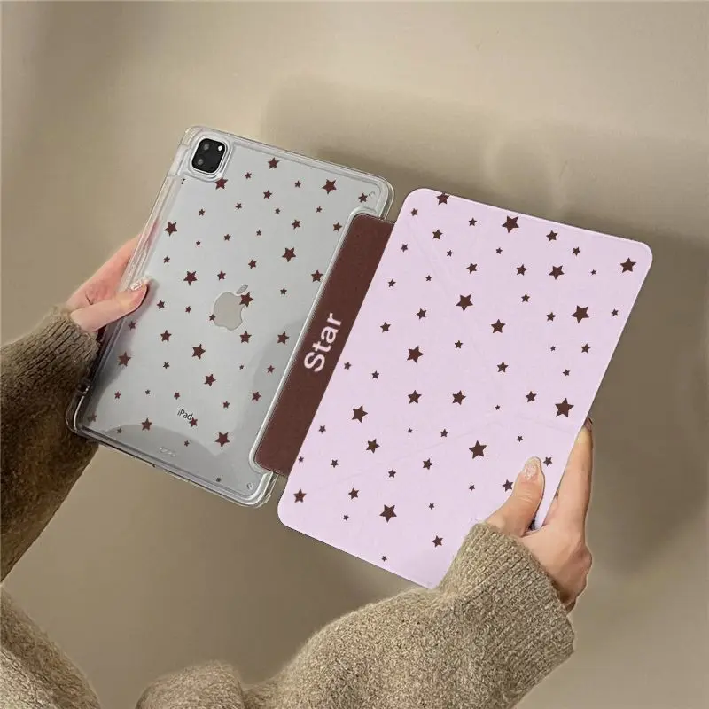 

Корейский защитный чехол с коричнево-фиолетовой звездой для iPad Air 11, iPad 10-го, 11-го поколений, A16, 9-го поколения, чехол для iPad Pro 11, 10.9 дюймов, 13 дюймов, M4, M5, 2025