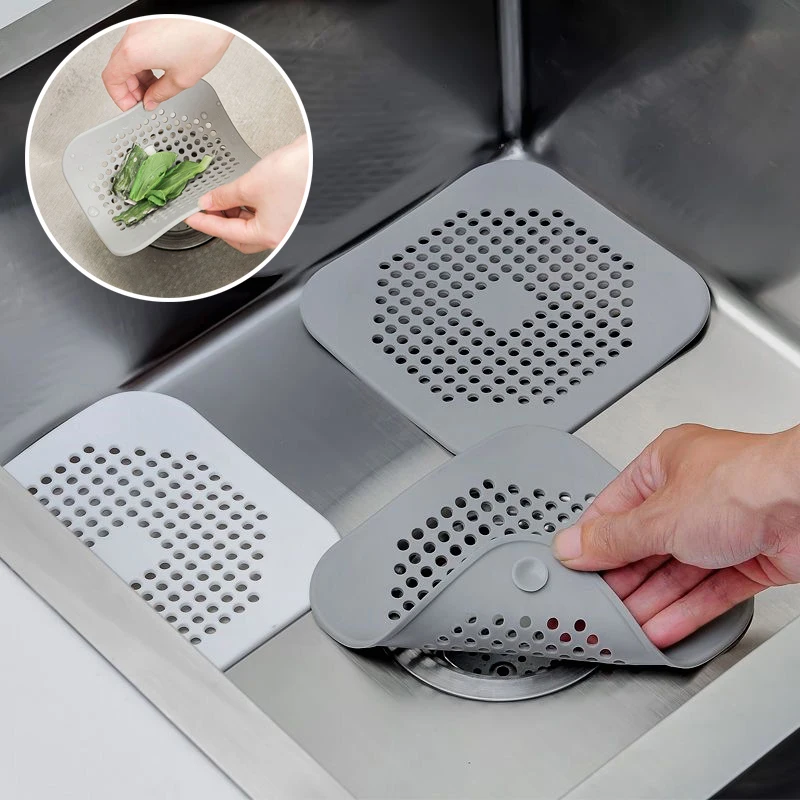 

2PCS Square Silicone Absorbent Drain For Drains, Kitchens, Bathrooms And Showers To Prevent Sinks From Clogging The Drain