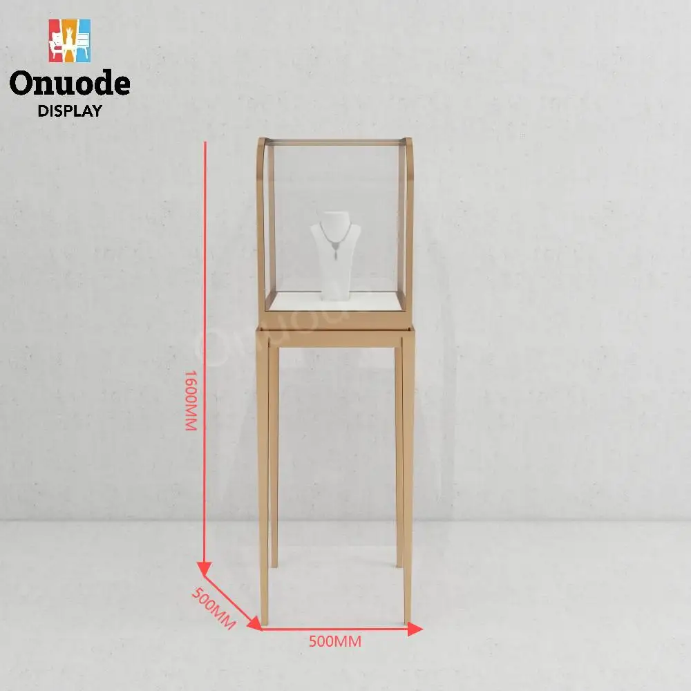 Custom.High-End Luxury Curved Glass Jewelry Display Cabinet with LED Lighting for Retail Store Showroom Use