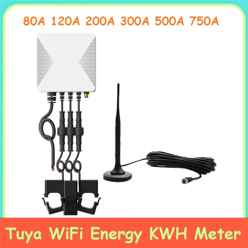 80A Tuya 3 Phase WiFi Energy KWH Meter Power Clamp Current Transformer App Monitor