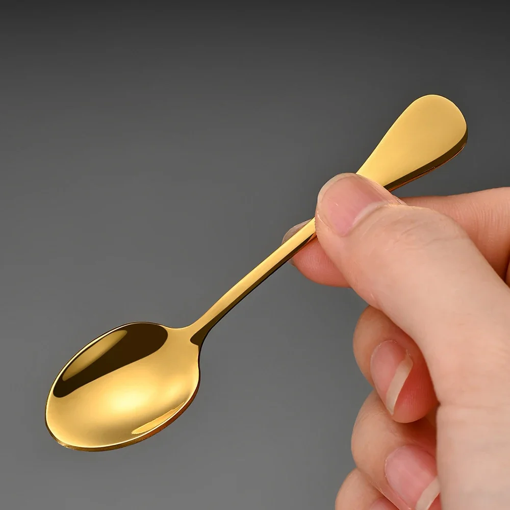 6Pcs Stainless Steel Coffee Spoon For Dessert Ice Cream Stirring Tea Small Spoons Kitchen Accessories Mini Gold Spoon Set