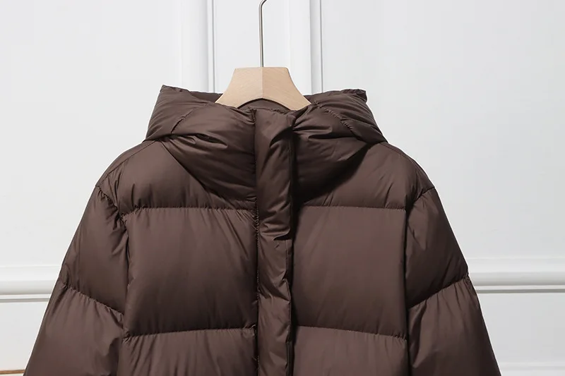 2026年新作 レディース 厚手 中厚 パファジャケット フード付き ホワイトダックダウン ミドル丈 パーカー ベルト付き ダウンジャケット 冬