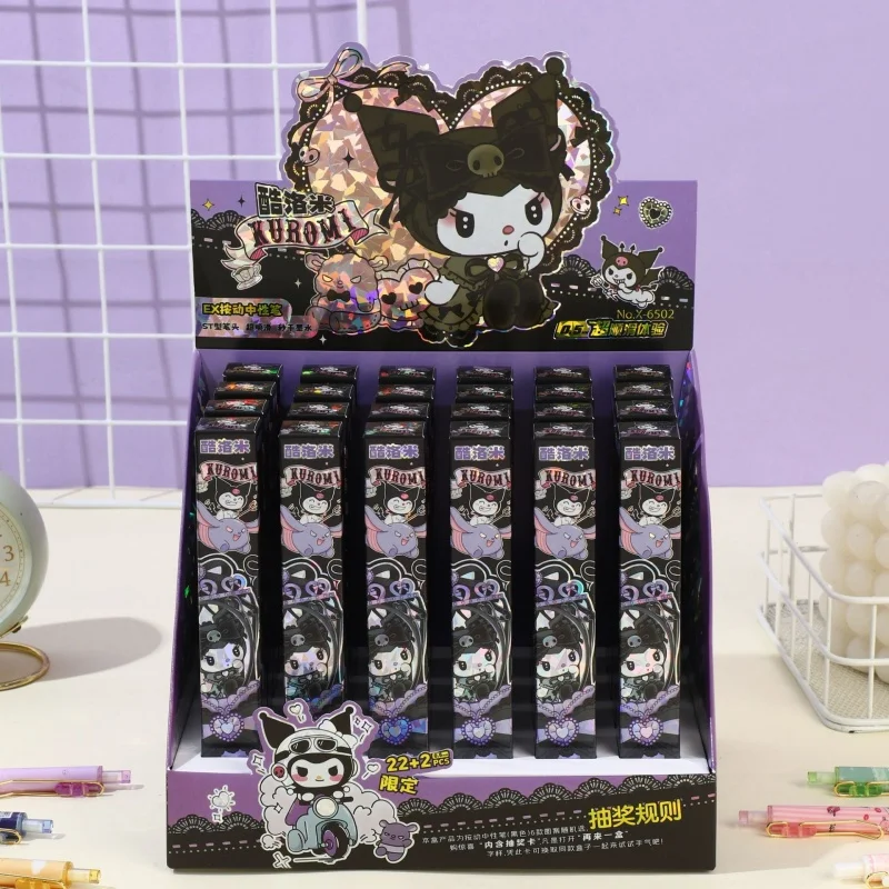 

24 шт./лот Kawaii Sanrio Kuromi пресс гелевая ручка милые 0,5 мм черные чернила пресс ручки для подписи школьные принадлежности