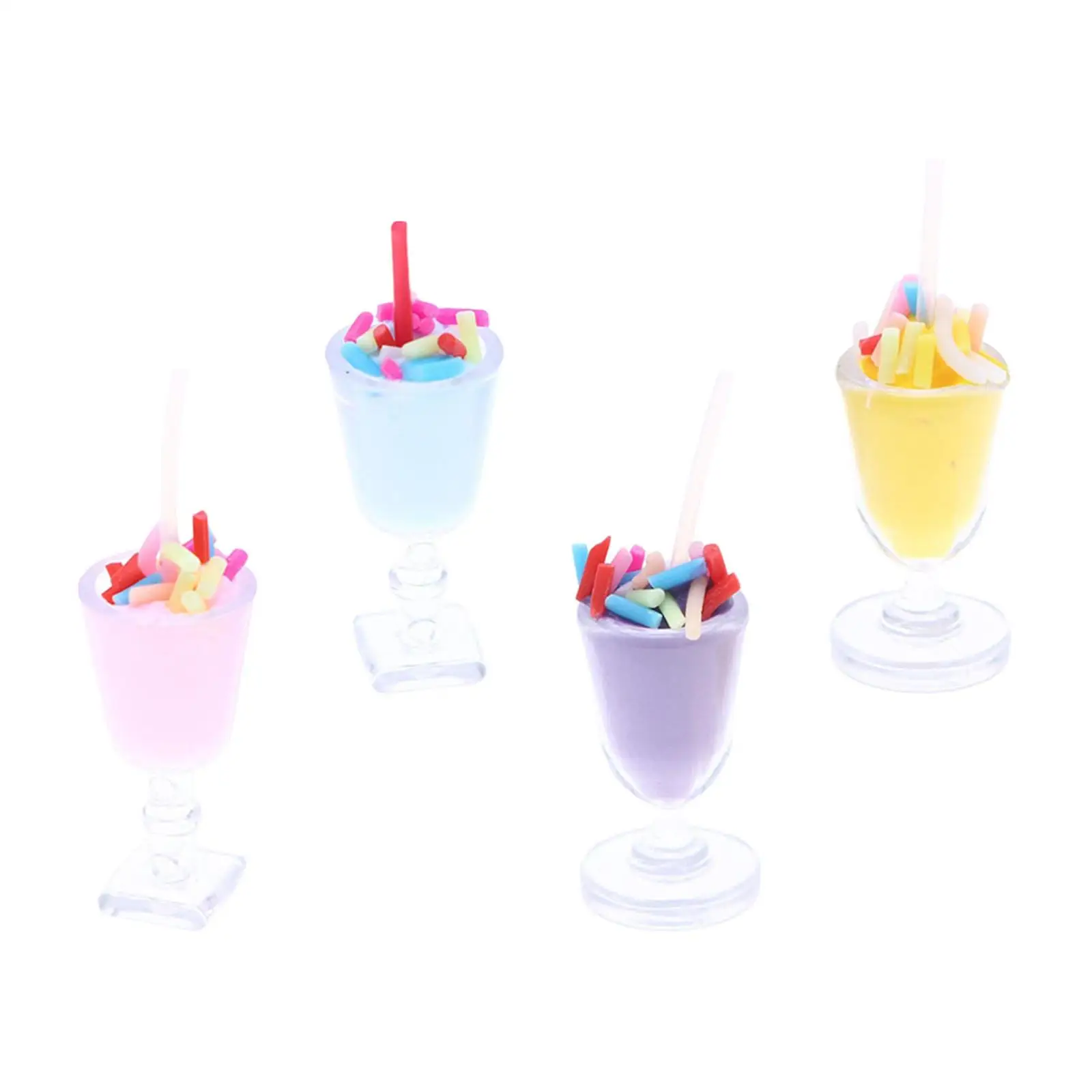 4 Pieces 1:12 Dollhouse Ice Cream Cup Model Dessert Adornment Toy for Architectural DIY Scenery Sand Table Railway Station