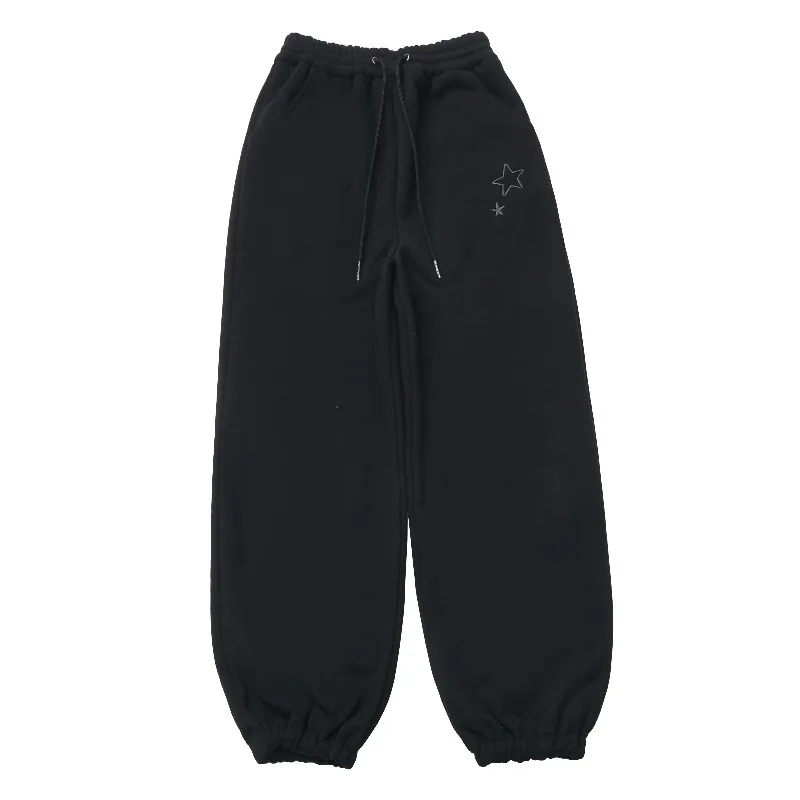 2025 Winter New Sweatpants Embroidered Fleece-Lined Warm Comfortable Cuffed Drawstring Pants Women's Clothing Y2k Cool Trousers