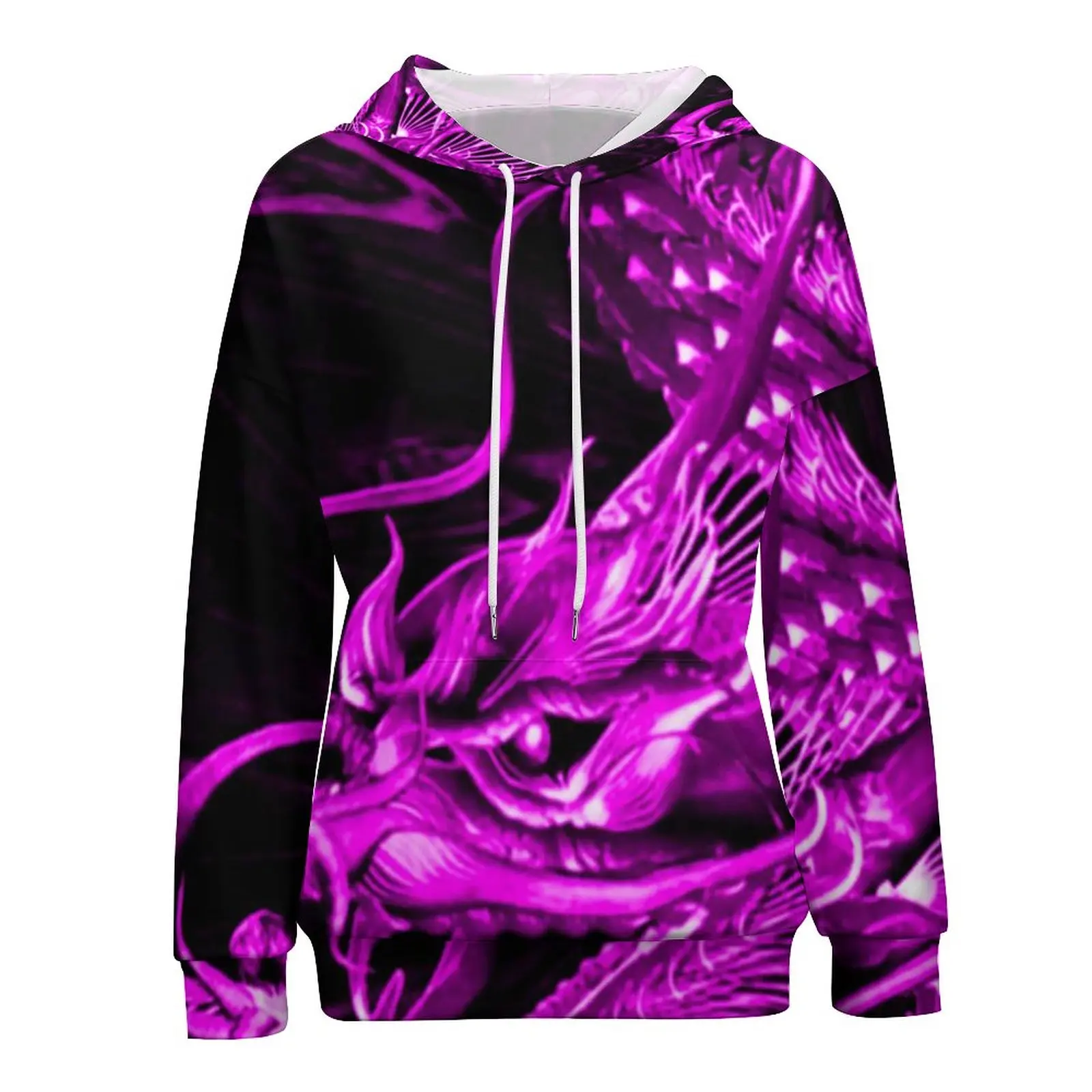 

Purple Chinese Dragon Hoodies Long Sleeve Fantasy Animal Print Aesthetic Pullover Hoodie Street Style Oversize Pattern Clothes