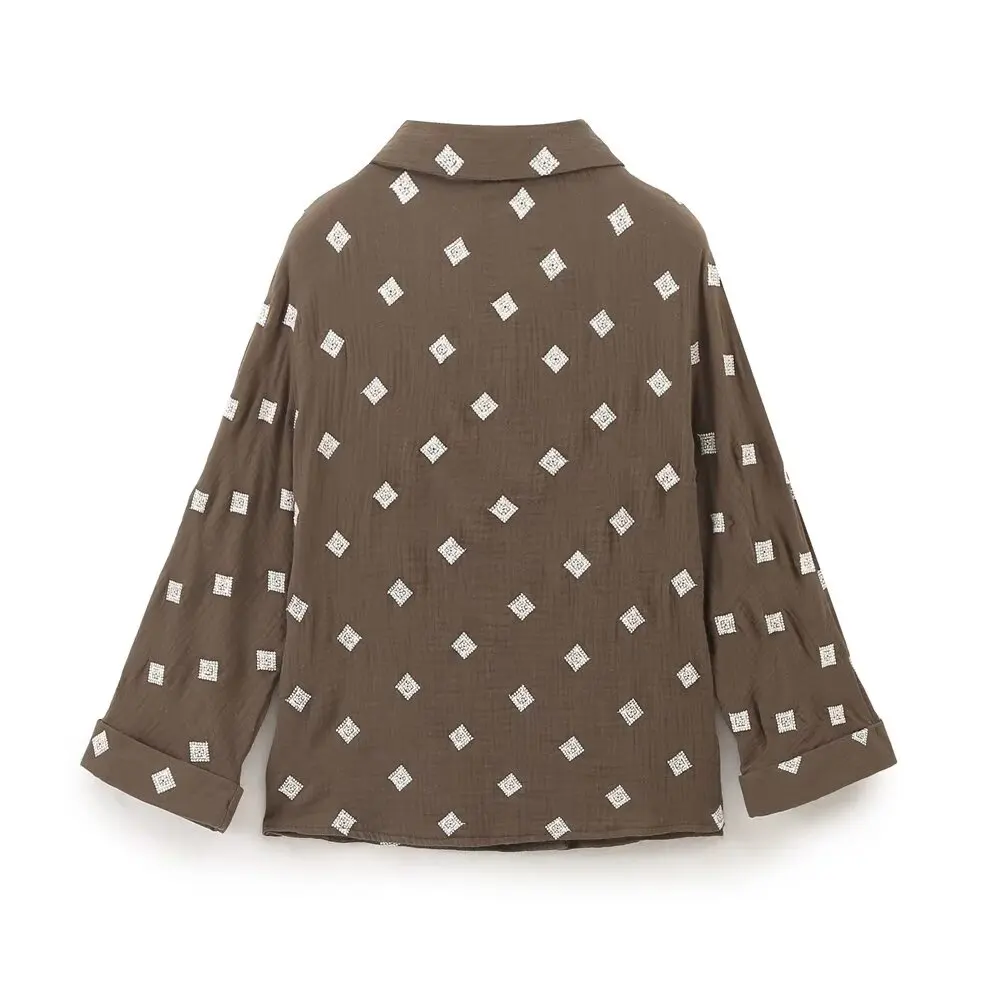 Maxdutti Summer Blouse Women Tops French Countryside Style Embroidered Shirt For Women Tops