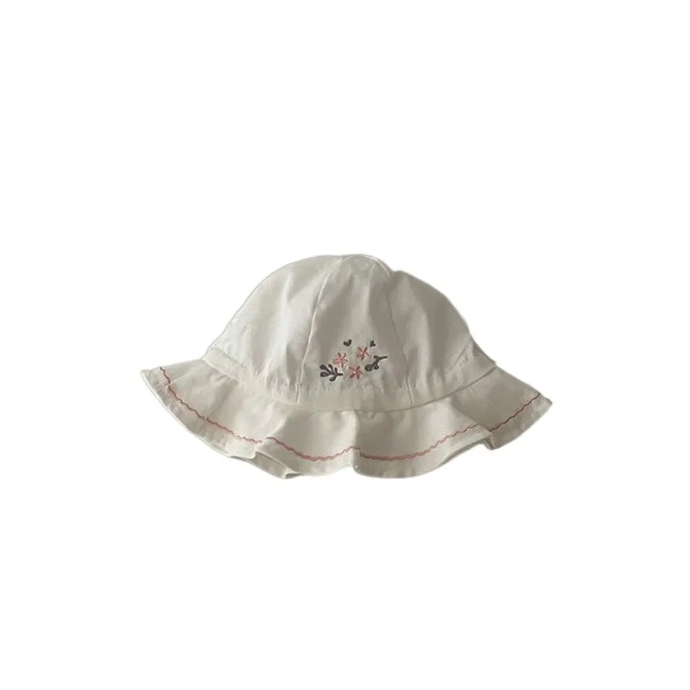 

Sweet Flower Infant Bucket Hat Pleated Love Heart Baby Sunhat Sunscreen Wide Brim Toddle Fisherman Hat Kid