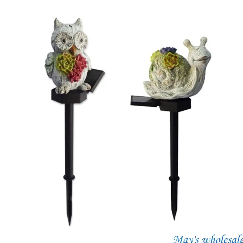 Outdoor Solar Snail Owl Lamp Resin Novel Crafts Animal Statue Ornaments Garden Courtyard Decoration LED Solar Lamp 448A