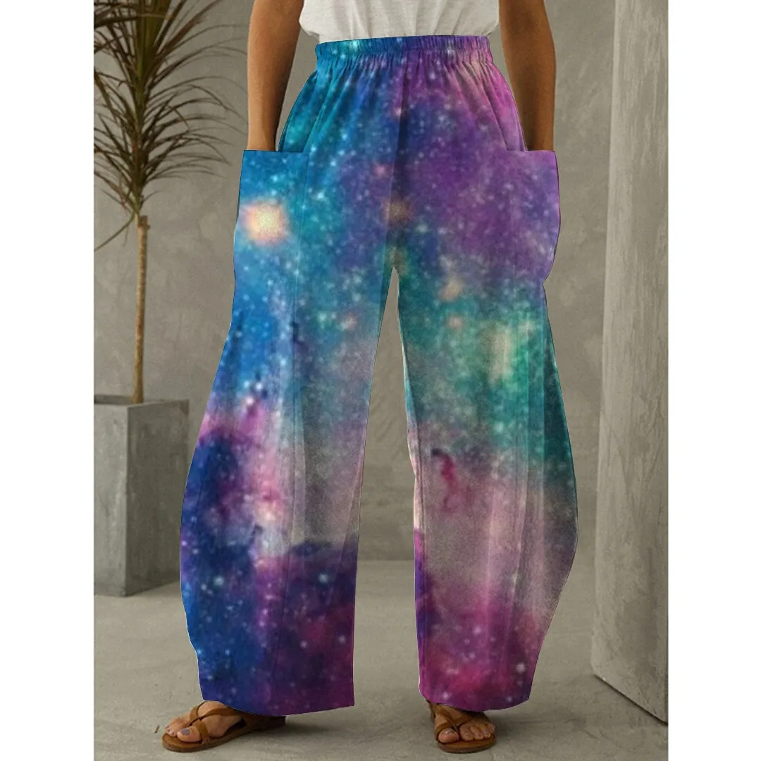 SPRING AND SUMMER STAR PATTERN PRINT COOL EVERYTHING FASHION LOOSE WIDE LEGS COMFORTABLE GIRLS WEAR CASUAL FASHION PANTS