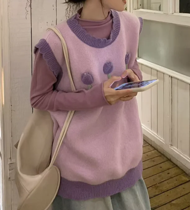 سترة نسائية كبيرة الحجم لخريف 2025 كورية فضفاضة ومتعددة الاستخدامات لتخفيض العمر سترة لطيفة على الموضة برقبة مستديرة ملابس علوية للترفيه الجامعي #2