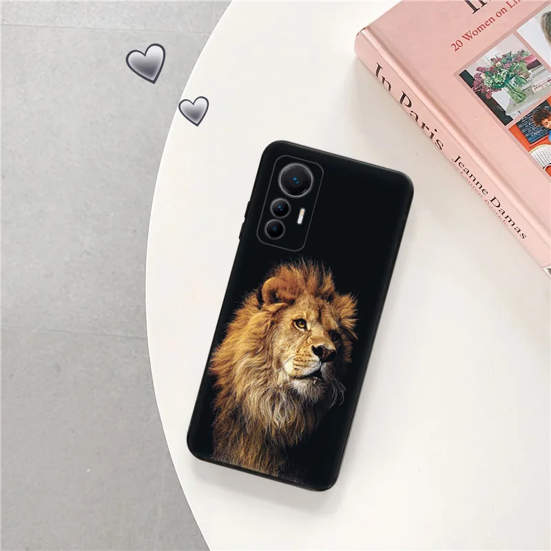 Super Lion King Pattern Black Phone Cases for Xiaomi 12S 12T 12 13 Lite Mi CC9 Redmi A1 A2 12C Note12 Pro 4G 5G Plus Cover