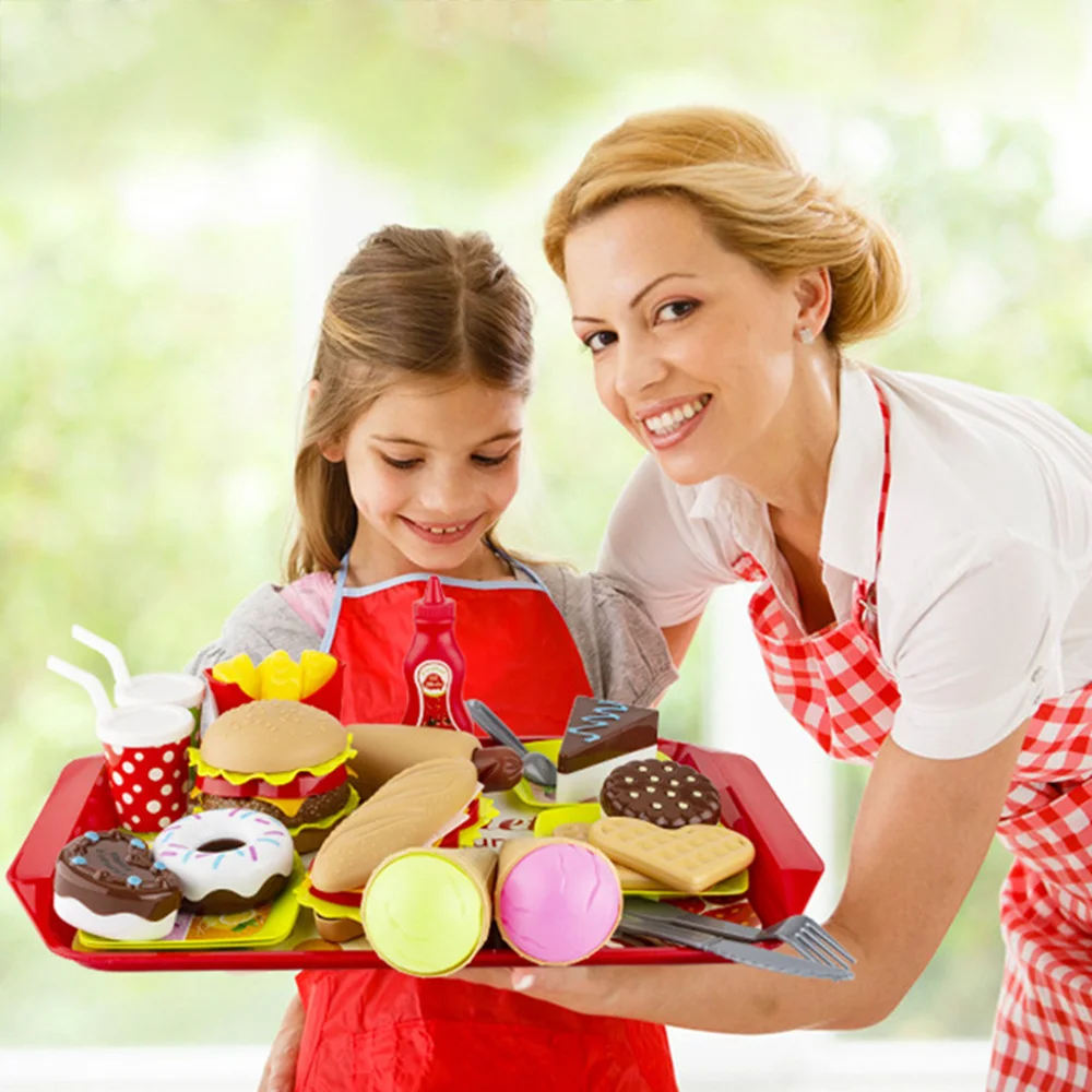 어린이 시뮬레이션 버거 장난감 세트 DIY 핫도그 만들기 역할 놀이 소품