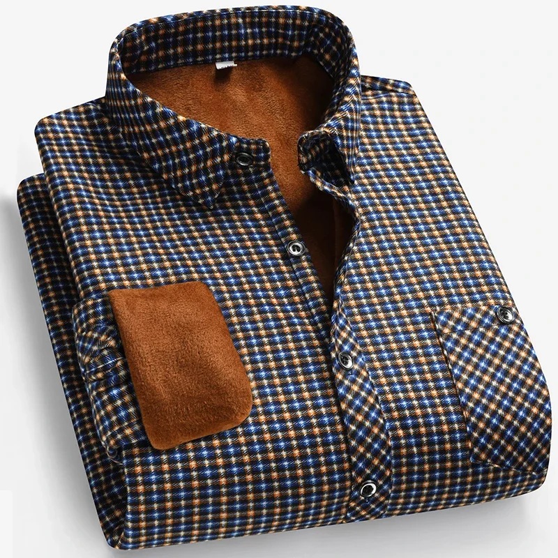 Camisa Masculina de Manga Longa Forrada com Fleece Outono/Inverno 2026 - Conforto, Moda Casual de Negócios e Versatilidade Sem Necessidade de Passar a Ferro