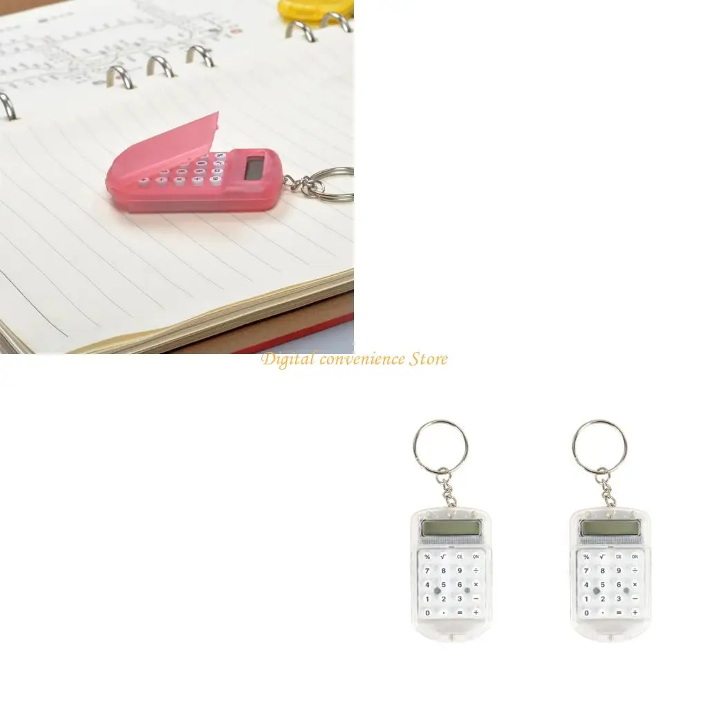 

97QA Lightweight Keychain Calculator Keychain With Cover Shield 8 Digit Display For Classroom Use