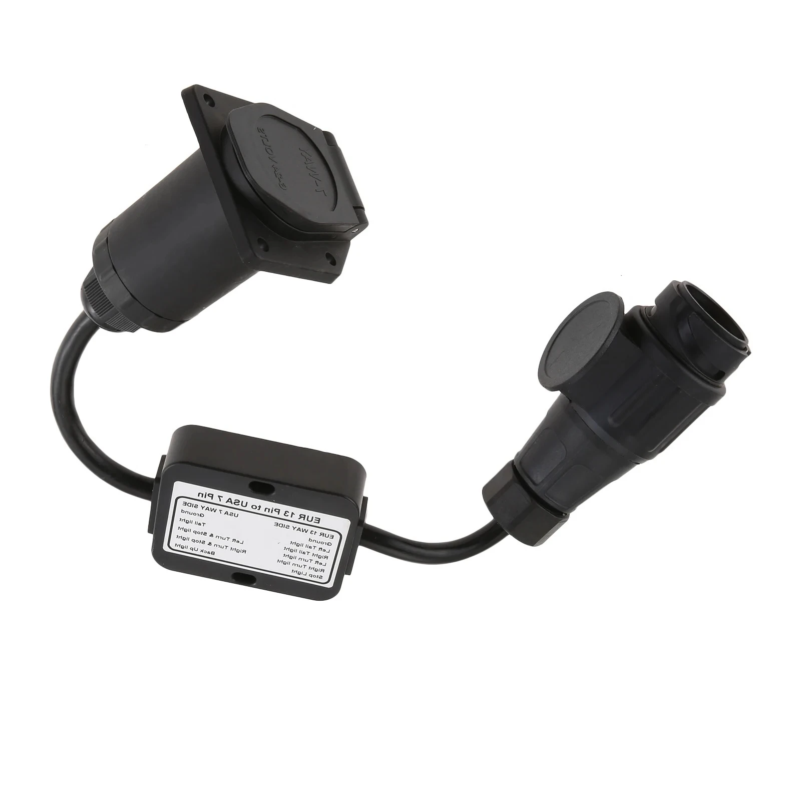 

1 шт. пластиковый адаптер-коннектор для прицепа, 13-контактный европейский стандарт на 7-контактный американский стандарт, 6-24В, Plug and Play