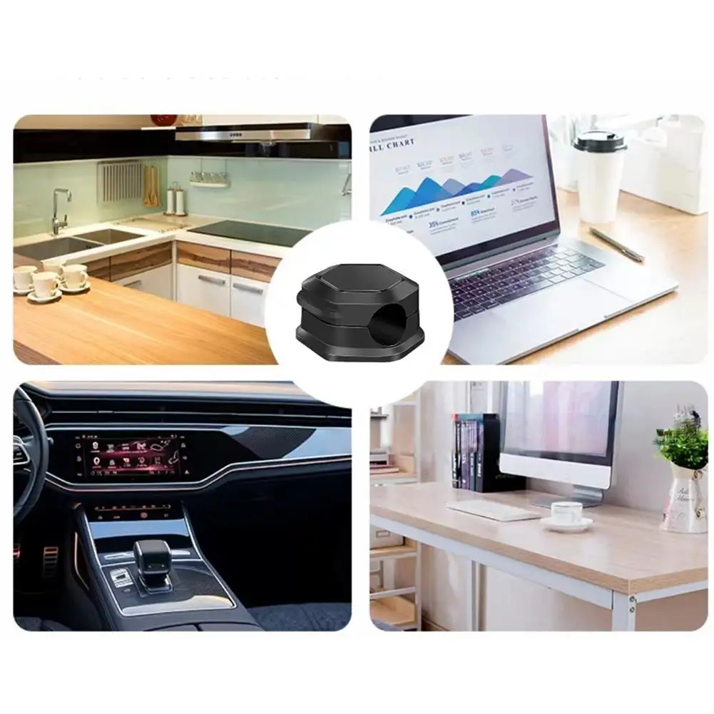 Magnetic Cable Organizer Data Cable Take-up Card Punch-free Holder Desktop Phone Organizer Cable Desktop R2G3