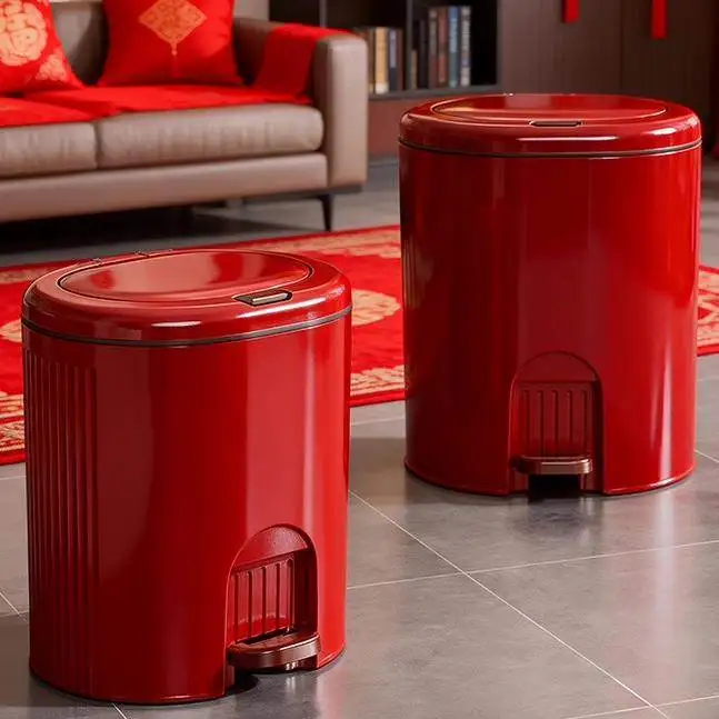 

Luxury Double Open Cover Large Capaci Kitchen Batoom Tra Can Home Living Room High End Tra Bin Square Plastic Body