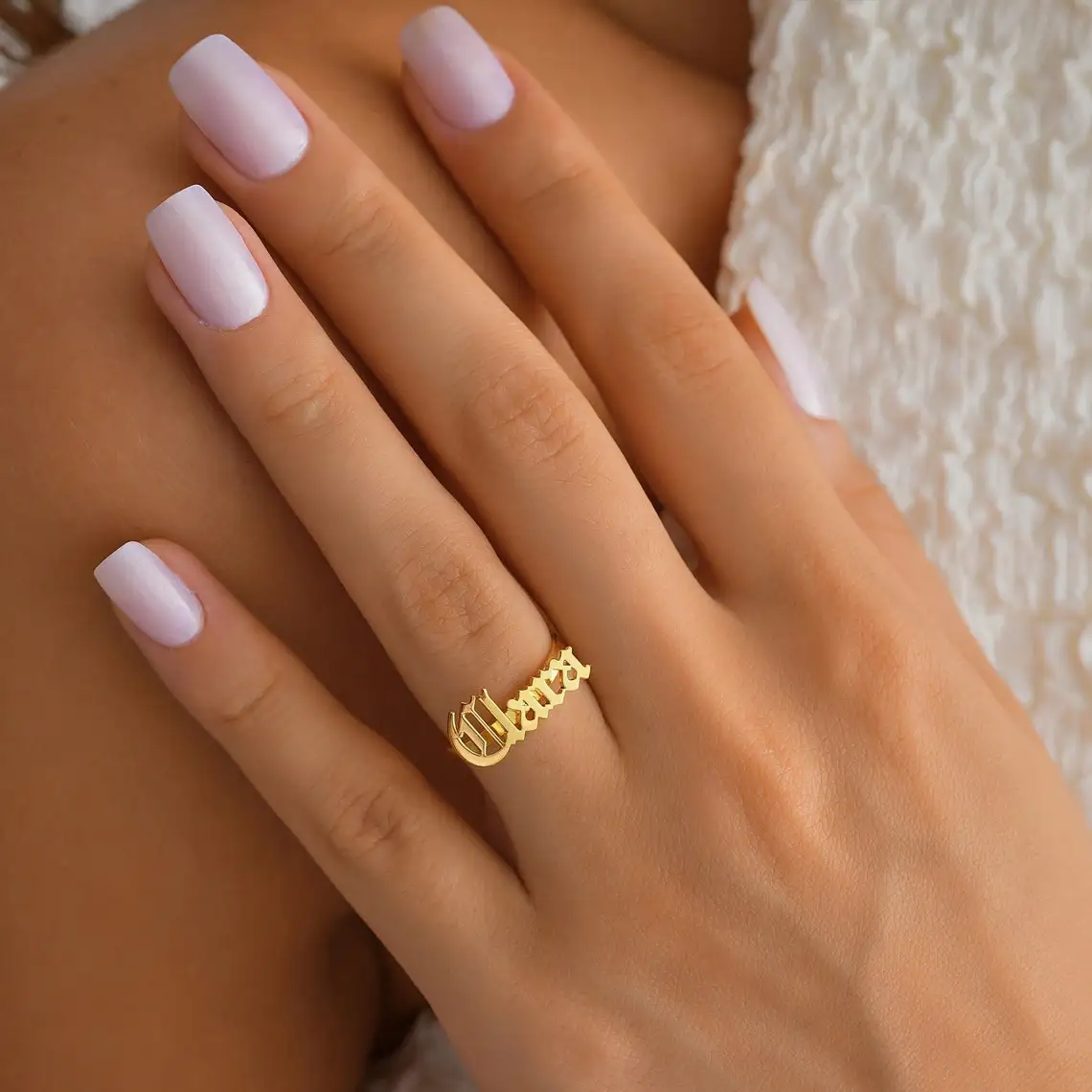 Custom Minimalist Gothic Rings Stainless Steel Rings Silver Old English Name Ring Personalized Finger Knuckle Jewelry Women Gift