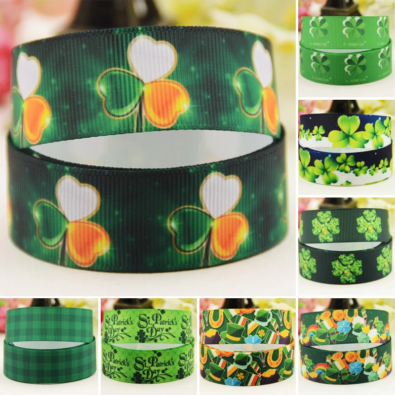 

22mm 25mm 38mm 75mm St.Patrick's Day cartoon printed Grosgrain Ribbon party decoration 10 Yards satin ribbons