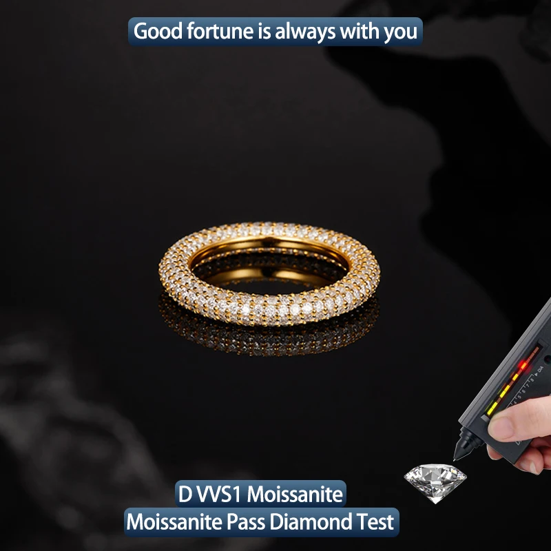 

S925 Silver Moissanite Solid Ring 2CT D VVS1 Certified Hip Hop Style Jewelry Personalized rings Valentine's Day Gift
