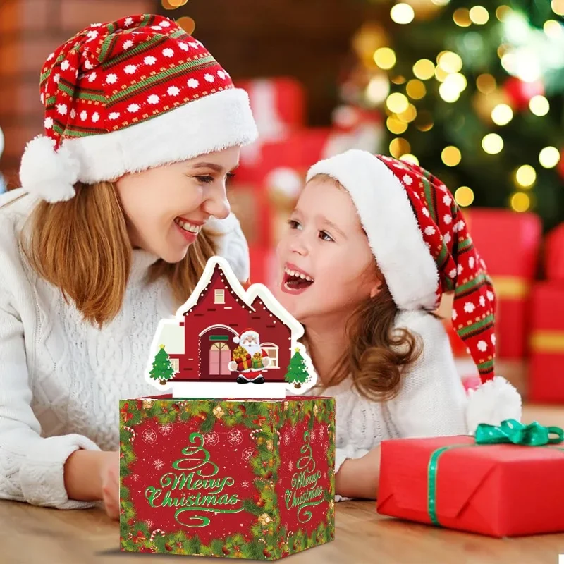 1PC Christmas Money Pull-Out Gift Box Red Christmas Santa Surprise Money Box Kids Adults Favors Gifts Fun Surprise Cash Holder