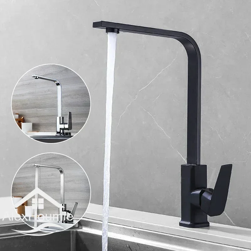 1PC Kitchen Faucet Black Water Tap Kitchen Sink Mixer Stream Sprayer Head Chrome Kitchen Water Tap Sifang Single Handel Faucet