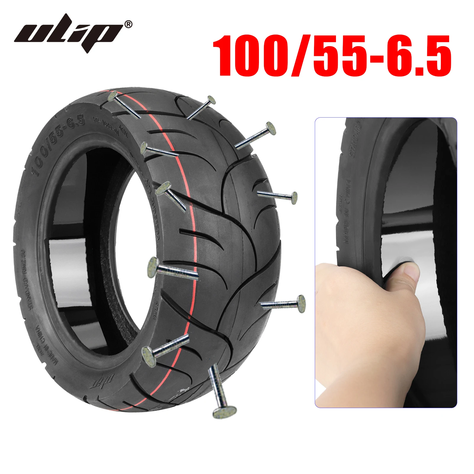 Ulip 100/55-6.5 Self-Healing Tire 10Inch Wider Thicker Explosion-Proof Tubeless Tyre For Electric Scooter Built Self-repair Glue