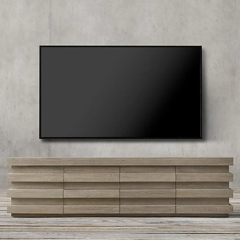 

French rural retro solid wood TV cabinet solid wood Italian modern light luxury simple TV table