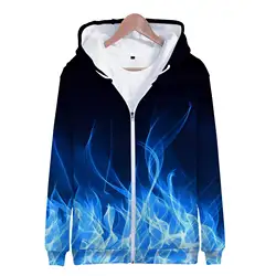 Hoodies Flame 3D Print Zipper Sweatshirts Boys Girls Sweatshirt Kids Fashion Oversized Hoodie Coat Children Tracksuits Clothing
