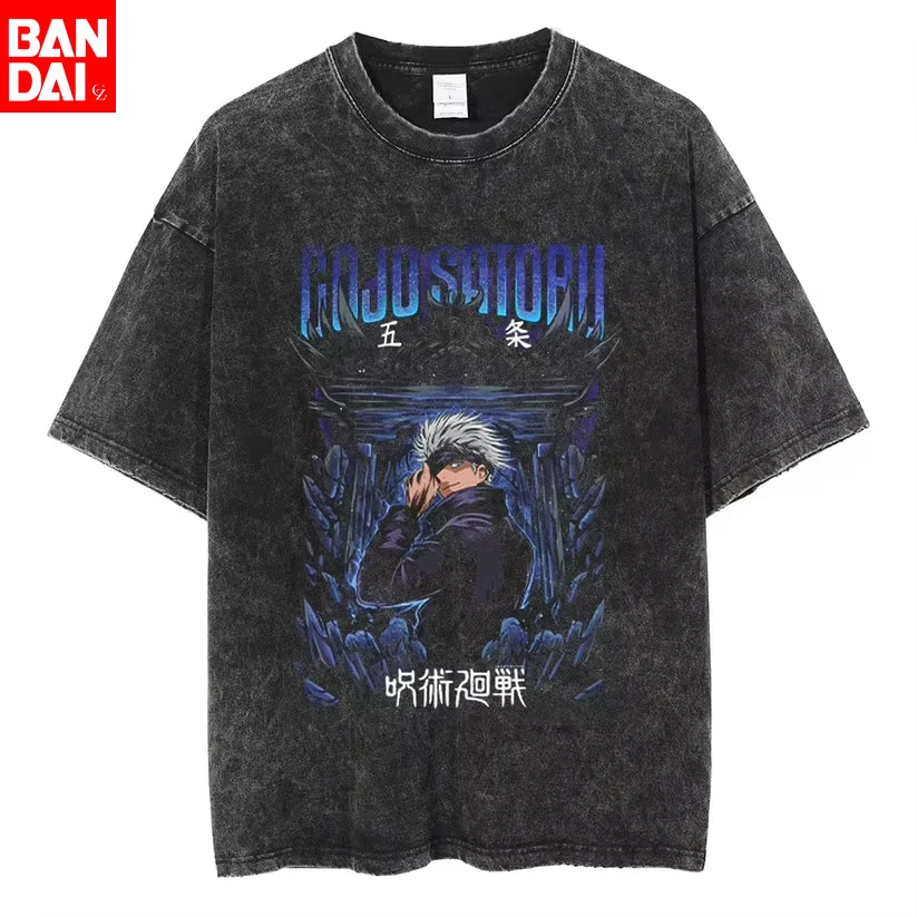 

Футболка Gojo Satoru Jujutsu Kaisen в стиле аниме, уличный стиль Харадзюку, оверсайз, высококачественная графика, повседневная одежда для мужчин и женщин