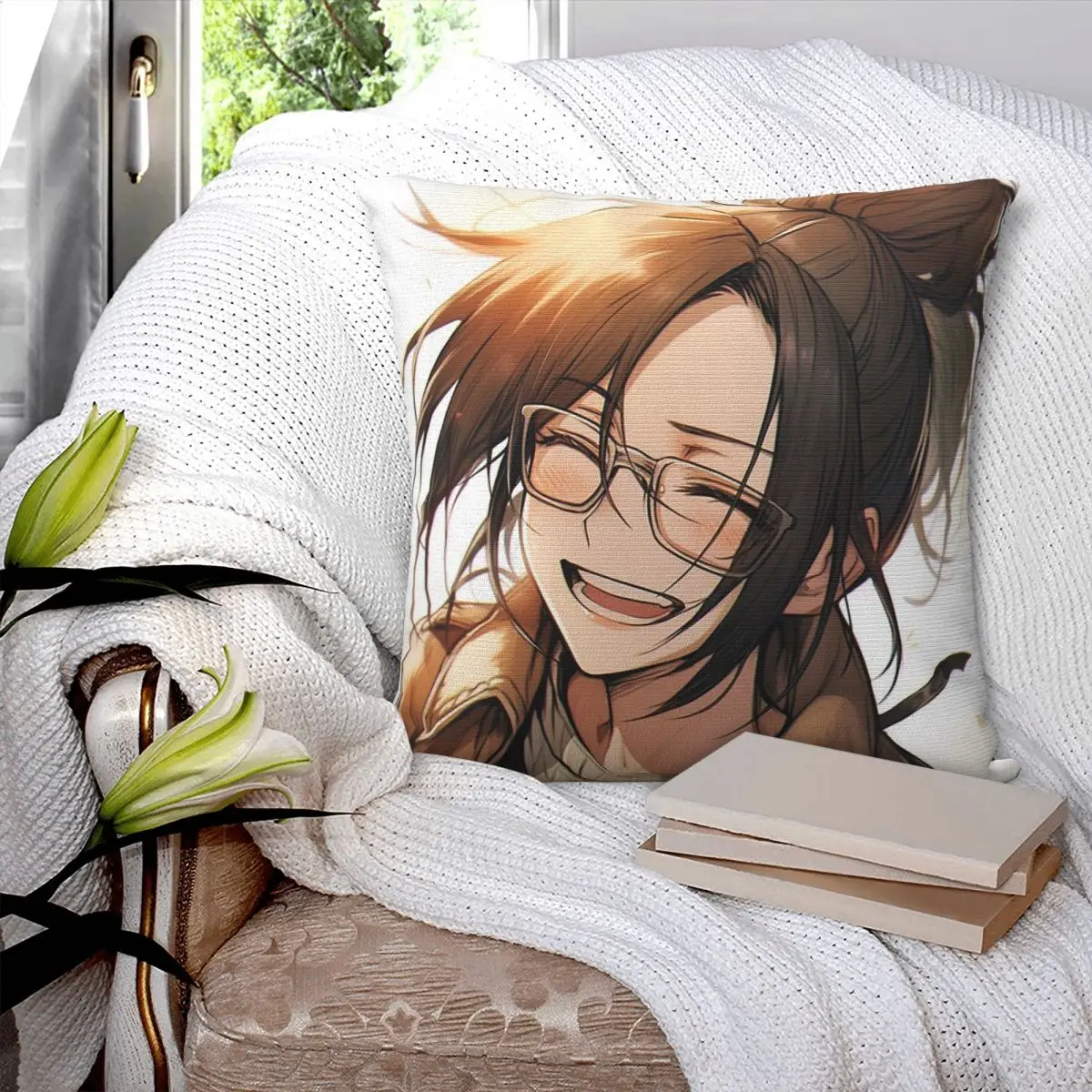 Attack On Titan Hange Zoe Anime Girl  Square Pillowcase Cushion Cover Pillow Case Throw Pillow Cover for Home Bedroom Car