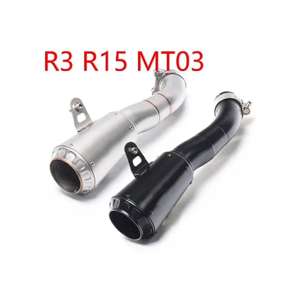 

cheap Systems Motorcycle Escape Moto Slip on Muffler AK Exhaust Pipe For YAMAHA YZF R3 R15 MT03 Exhaust2015 2016 2017