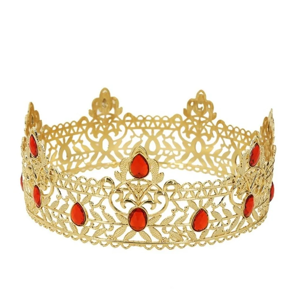 

European Style Gold Color King Crown Rose Gold Multi-color Prince Crown Alloy Material Simple Design Royal Crown Royal Events