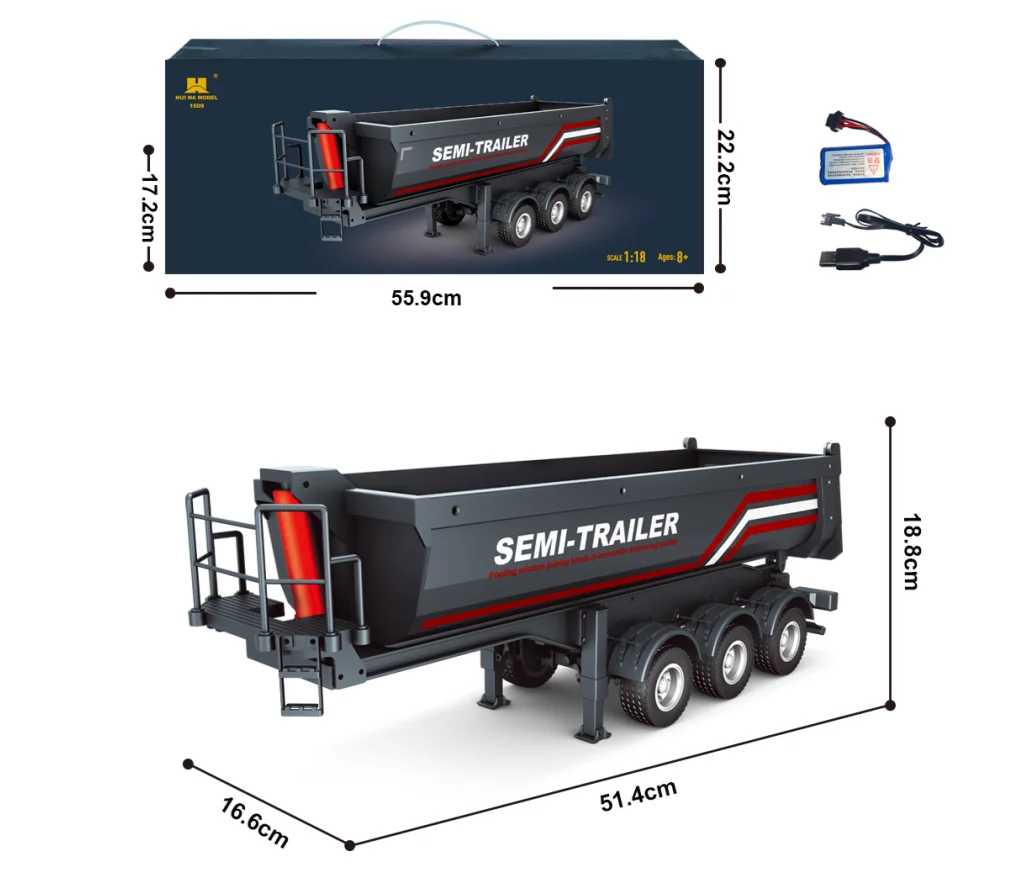 HUINA 1501 770S Legering Tractor 19CH RC Truck 1/18 2.4G afstandsbediening Techniek Trailer Truck met Licht Geluid Speelgoed XMAS Geschenken