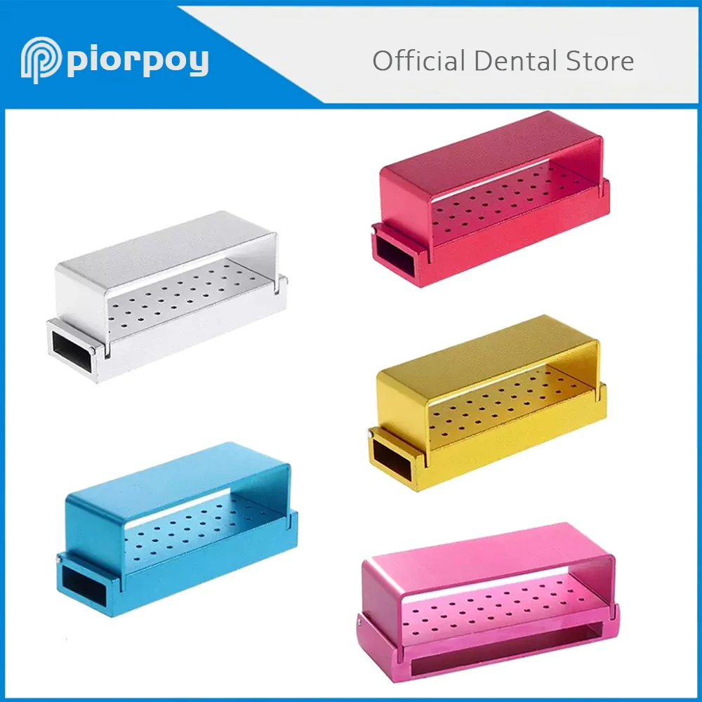 PIORPOY 30 Holes Aluminium Dental High Speed Handpiece Bur Holder Autoclavable FG Drills  Block Disinfection Box Dentistry Tool