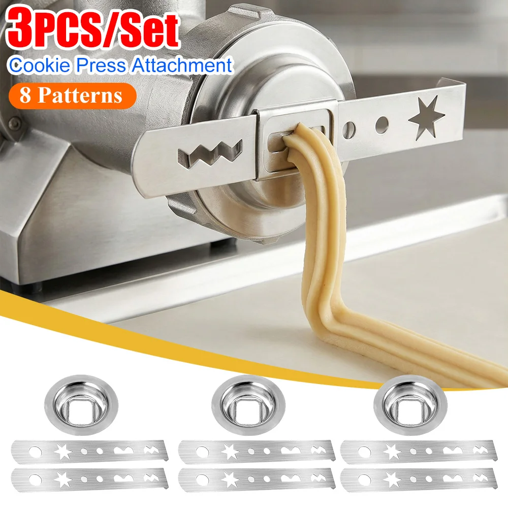 

2 Pcs Biscuit Attachment 8 Patterns with Connection Ring Meat Grinder Attachment Meat Mincer Attachment for Size 5 Meat Grinder