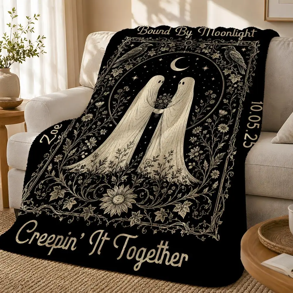 Til Death Do Us Part Gothic Ghost Couple Throw 1pc Flannel Blanket Soft Lightweight Warm Cozy For Bedroom Sofa Bed