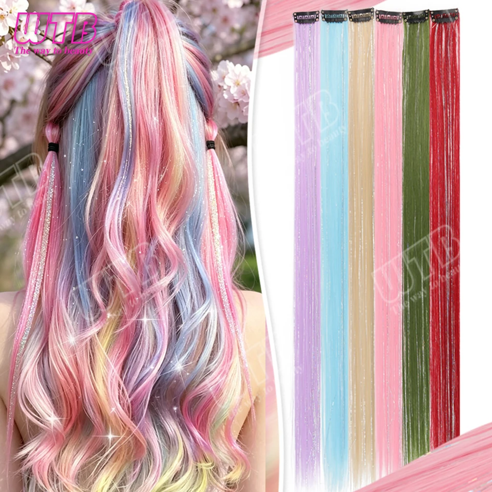 

60cm Synthetic Wig BB Clip Style Colored Hair Extension with Laser Wire Suitable for Women Girls to Wear at Holidays and Parties