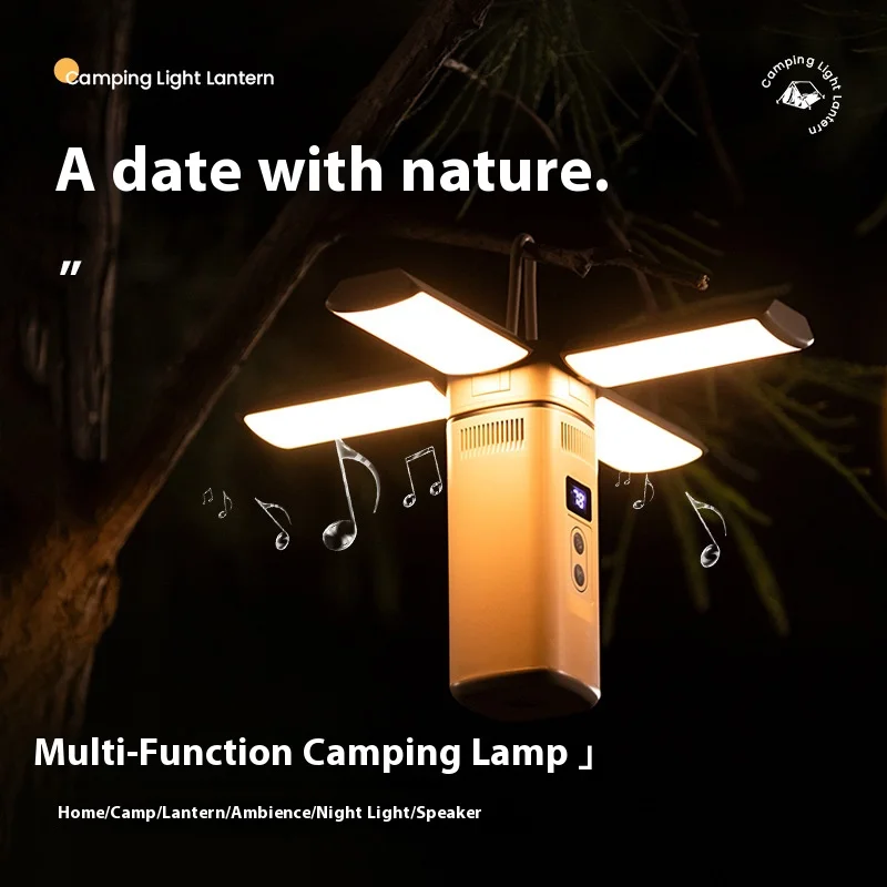 C2 Folding LED Camping Lights Bluetooth-compatible Audio Table Lamps Outdoor Portable Speaker Hanging Tent Emergency Light