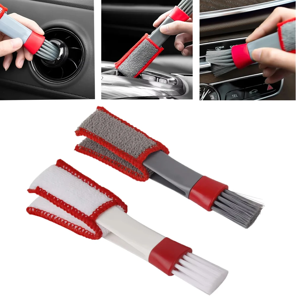 Herramienta de limpieza de ventilación de aire acondicionado de coche, cepillo multiusos para polvo, accesorios de interior de coche, cepillo de limpieza multiusos, 1/2 Uds.