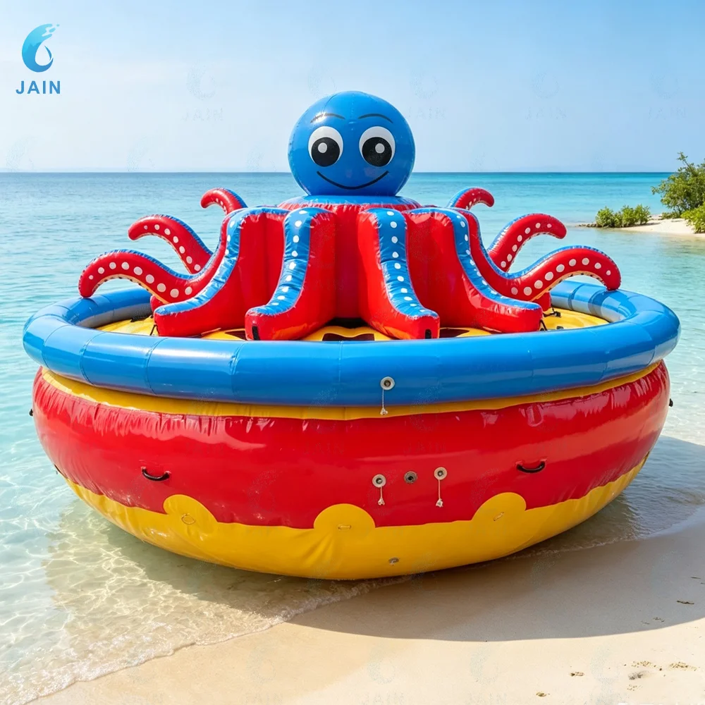 Inflatable Octopus Spinning Towable Boat Tube Water Sports Toy, Giant Round Towable Float for Multiple Riders, Heavy Duty PVC